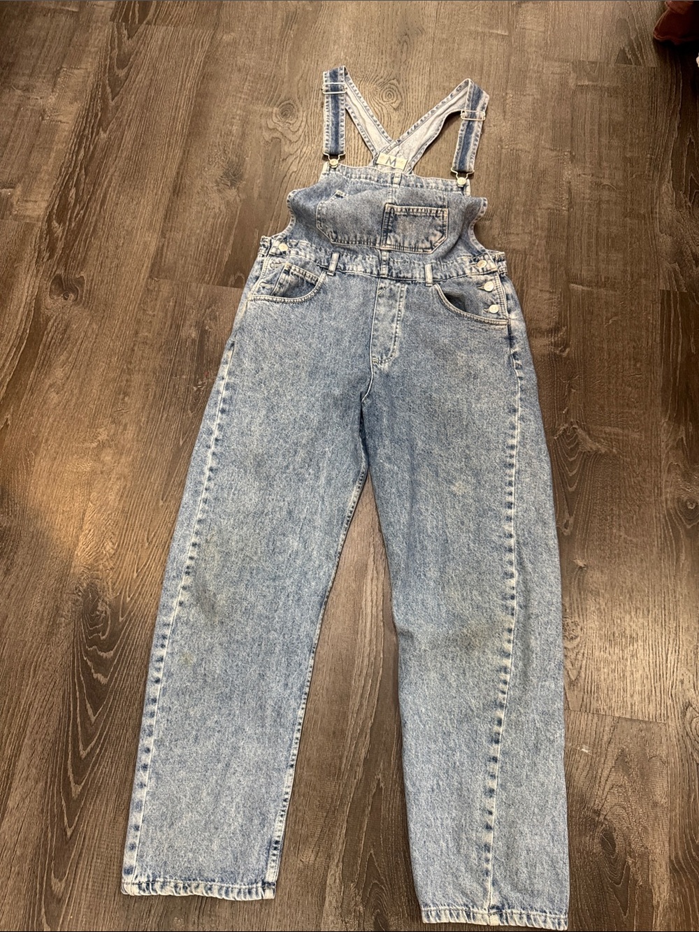 Free People Faded Blue Denim Overalls